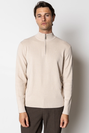 Oscar half-zip knit Ecru Melange