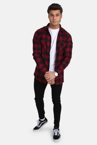 Checked Flanell Overhemd Black/Burgundy