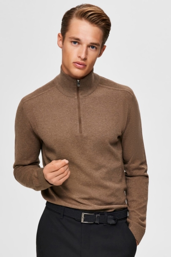 BERG HALF ZIP CARDIGAN Teak Melange