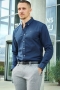 Clean Cut Copenhagen Oxford Stretch Plain L/S Navy