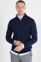 Selected Tray LS Merino Knit Half Zip Navy Blazer