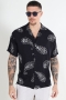 Jack & Jones Jeff Abstract Print Resort Shirt SS Black